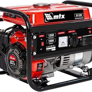 MTX Gasoline Generator BS-1200 – 1kW Power Station, 1.2kVA Max Output, 230V, 5.5L Tank, Manual Start